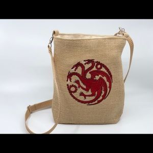Games of Thrones, Handmade embroidery Burlap cross body bag